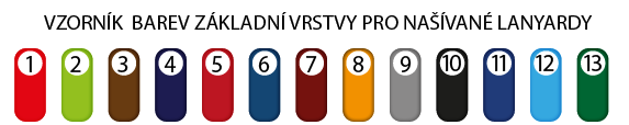 Vzorník základních barev pro našívané lanyardy